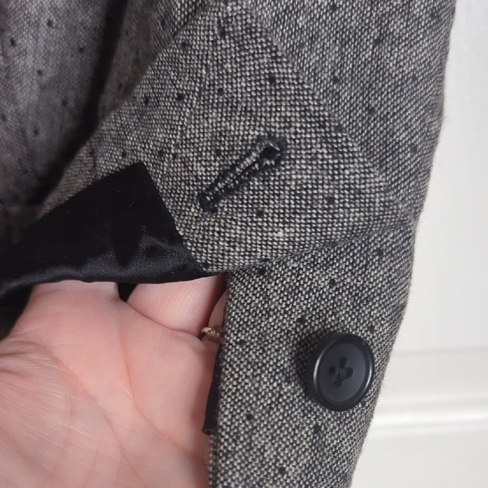 Banana Republic Gray With Black Polka Dots Tweed Tailored Women's Blazer - Picture 7 of 11